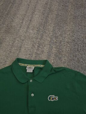 Lacoste World Supporter Brazil Polo Shirt Green Pique Cotton Men's Regular Fit